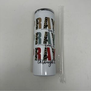 Leopard Pray Print White Tumbler 20 oz New